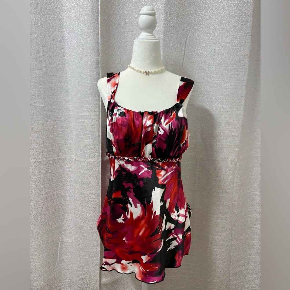 Y2K Byer California Women’s Babydoll Multicolor Floral Top Coquette Romantic XL